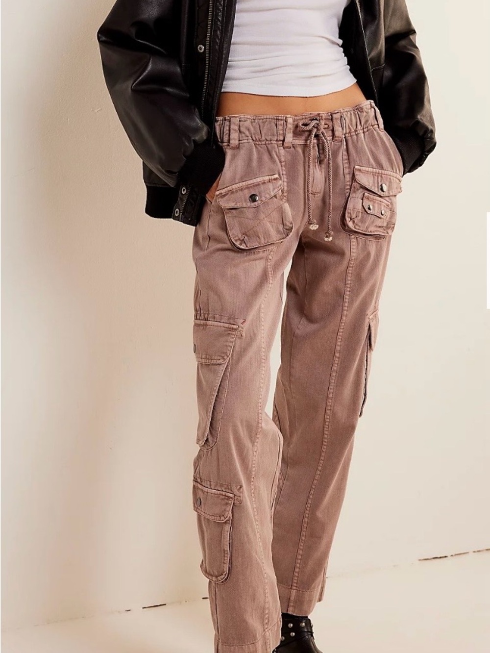 We The Free Tahiti Cargo Utility Pants in Brown - Women's Drawstring Trousers